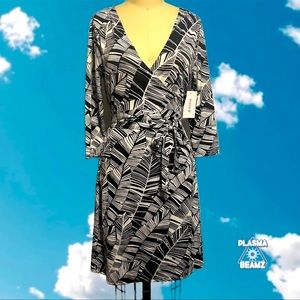 Black and white wrap dress